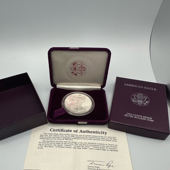 1987-S Proof American Silver Eagle w/ COA & Boxes - Picture 3 of 12